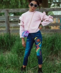 Lola + The Boys Happy Rainbow Crystal Jeans New Arrivals
