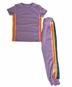 Lola + The Boys New Arrivals Lavender Rainbow Sequin Jogger Set