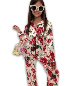 Lola + The Boys Girls Rose Garden Silk Lounge Set
