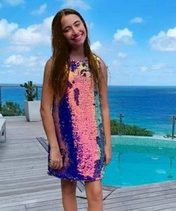 Lola & The Boys Mermaid Magic Sequin Flip Dress