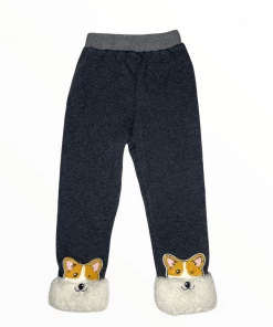 Lola + The Boys Girls Cozy Corgi Grey Joggers