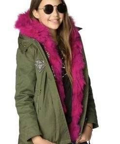 Outlet โญ Lola & The Boys ๐ง Girls Pink Patched Parka โญ 11 Lola & The Boys Girls Pink Patched Parka