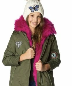 Lola & The Boys Girls Pink Patched Parka
