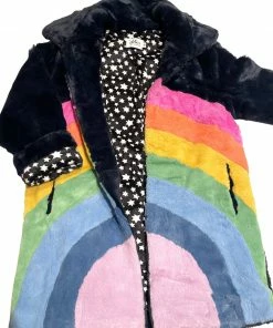 Lola + The Boys New Arrivals Rainbow Faux Fur Midi Coat