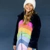 Lola + The Boys New Arrivals Rainbow Faux Fur Midi Coat