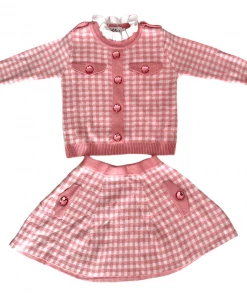 Lola + The Boys New Arrivals Gingham Gem Sweater Set