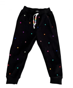 Lola + The Boys New Arrivals Rainbow Gems Black Joggers