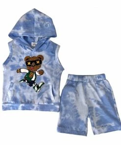Lola + The Boys Varsity Bear Tie Dye Hoodie Set