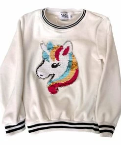 Lola + The Boys New Arrivals Sequin Unicorn Crewneck Sweatshirt