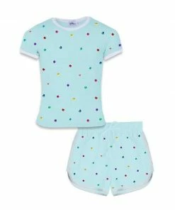 Lola + The Boys Baby Blue Rainbow Gem Short Set Girls