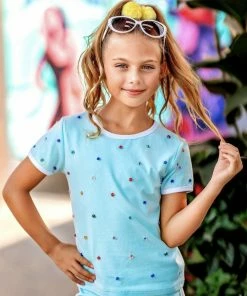 Lola + The Boys Baby Blue Rainbow Gem Short Set Girls