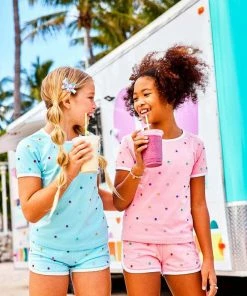 Lola + The Boys Baby Blue Rainbow Gem Short Set Girls