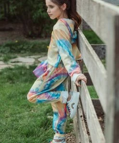 Lola + The Boys Be Happy Tie Dye Cropped Set Girls