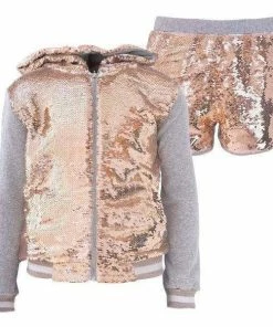 Lola + The Boys Goldie Flip Sequin Short Set Girls