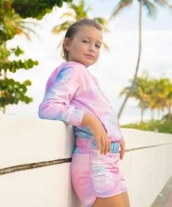 Lola + The Boys Pastel Tie Dye Windbreaker Set Girls