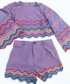 Cheap ๐ Lola + The Boys New Arrivals Rainbow Wave Short Purple โ 8 Lola + The Boys New Arrivals Rainbow Wave Short Purple