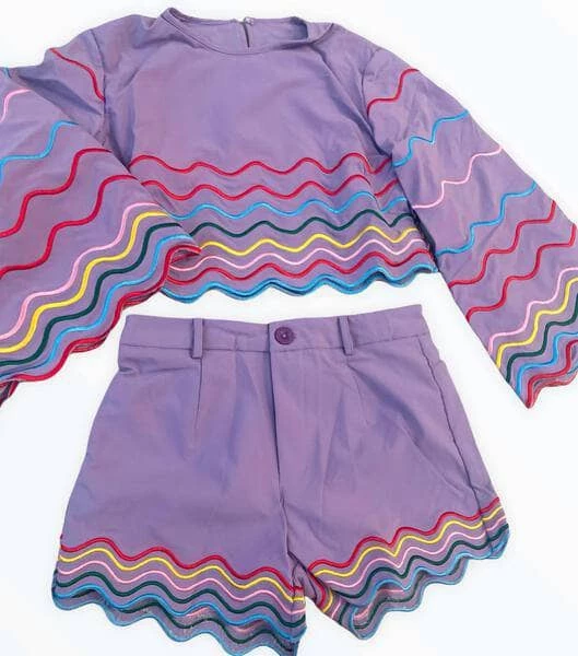 Cheap ๐ Lola + The Boys New Arrivals Rainbow Wave Short Purple โ 5 Lola + The Boys New Arrivals Rainbow Wave Short Purple