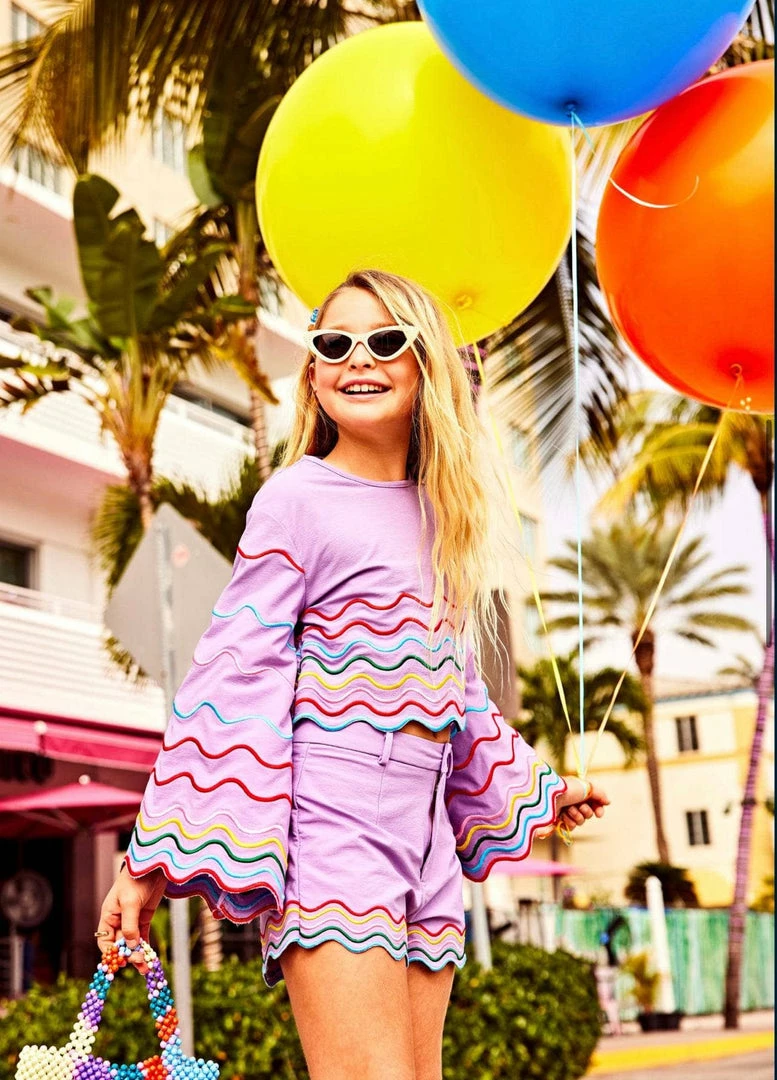 Cheap ๐ Lola + The Boys New Arrivals Rainbow Wave Short Purple โ 6 Lola + The Boys New Arrivals Rainbow Wave Short Purple