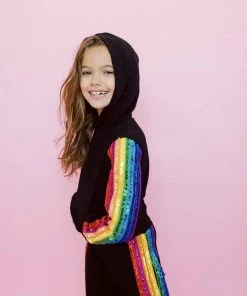 Lola + The Boys New Arrivals Sequin Rainbow Hoodie Track Set