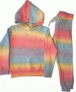 Lola + The Boys Sunset Knit Hoodie And Pant Set Girls