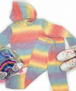 Lola + The Boys Sunset Knit Hoodie And Pant Set Girls