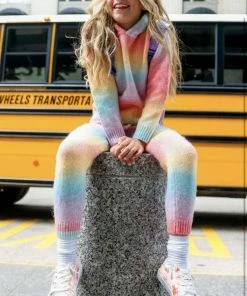 Lola + The Boys Sunset Knit Hoodie And Pant Set Girls