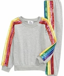 Lola + The Boys Women's Sequin Rainbow Tracksuit Set