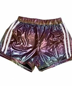 Lola + The Boys Racer Stripe Metallic Track Shorts