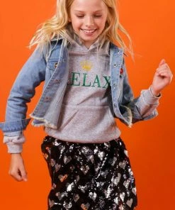 Lola + The Boys Black Sequin Hearts Skirt Girls