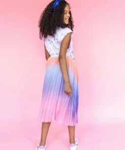 Lola + The Boys Sherbet Ombre Pleated Skirt