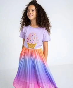 Lola + The Boys Sherbet Ombre Pleated Skirt