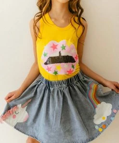 Lola + The Boys Unicorn Denim Dream Skirt