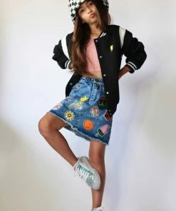 Lola + The Boys Girls All About The Patch Denim Skirt