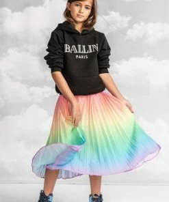 Lola + The Boys Ombre Pleated Rainbow Midi Skirt Girls