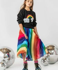 Lola + The Boys Rainbow Twirl Midi Skirt
