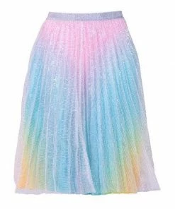 Lola + The Boys Girls Sparkly Rainbow Midi Skirt