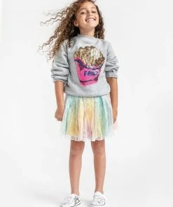 New 🛒 Lola + The Boys 👧 Girls French Fries Grey Sweatshirt ❤️ 12 Lola + The Boys Girls French Fries Grey Sweatshirt