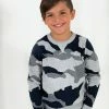 Lola + The Boys Grey Camo Flash Patch Sweater