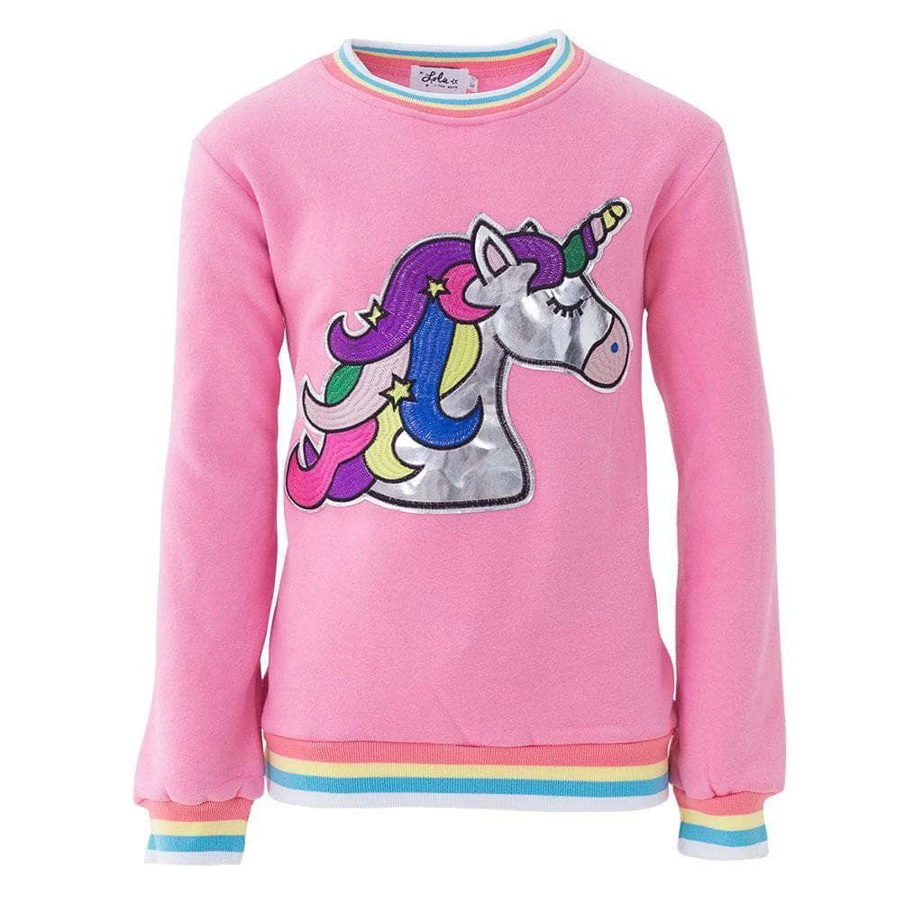 Wholesale 😉 Lola + The Boys 👧 Girls Metallic Unicorn Sweatshirt 👏 3 Lola + The Boys Girls Metallic Unicorn Sweatshirt