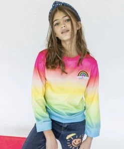 Lola + The Boys Rainbow Ombre Sweatshirt Girls