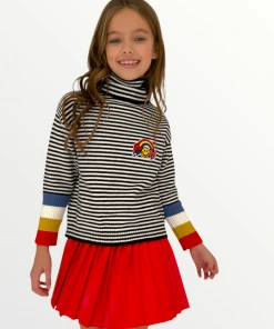 Lola + The Boys Rainbow Striped Turtleneck Girls