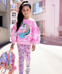 Lola + The Boys Rainbow Unicorn Strawberry Swirl Sweatshirt