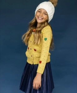 Lola + The Boys Yellow Knit & Hearts Cardigan