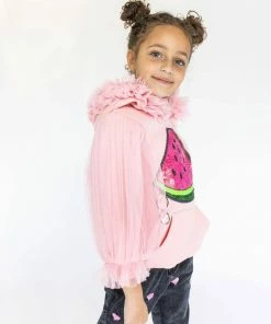Lola & The Boys Watermelon Tulle Sequin Hoodie New Arrivals