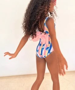 Lola + The Boys Ice Cream Cupcake Stripes Swimsuit