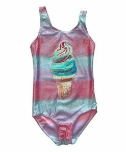 Lola + The Boys Metallic Ice Cream One Piece Swim