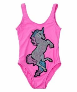Lola + The Boys Girls Neon Unicorn Swimsuit