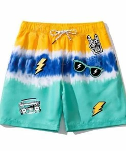 Lola + The Boys Cool Patch Tie Dye Swim Shorts