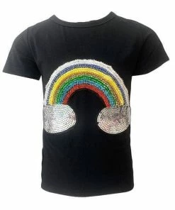 Lola + The Boys Beaded Rainbow Sequin T-Shirt