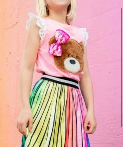 Lola + The Boys Fuzzy Teddy Bear Bow Tank Girls